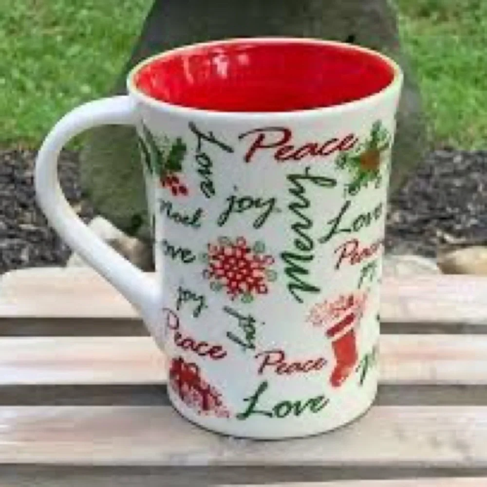 Starbucks 2007 Holiday Green Red White Mug Cup
